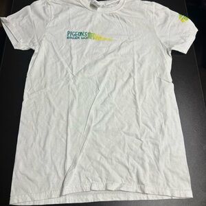 Pigeon’s Roller Skate Warehouse Unisex T-shirt Size Small White 100% Cotton